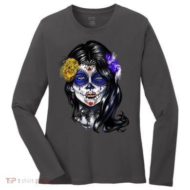 Sugar Face Front Women's Long Sleeve Shirt