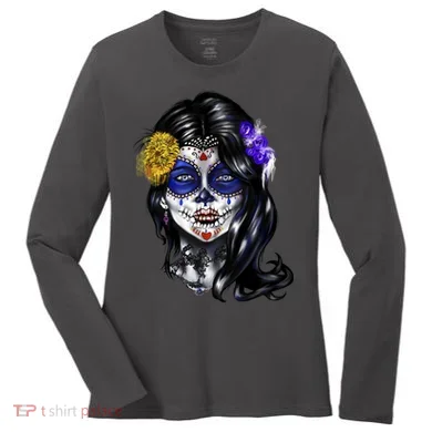 Sugar Face Front Women's Long Sleeve Shirt