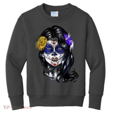 Sugar Face Front Kids Sweatshirt