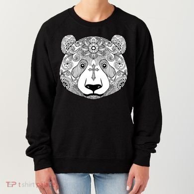Sugar Flower Grey Style Panda Bear Women's Sweatshirt