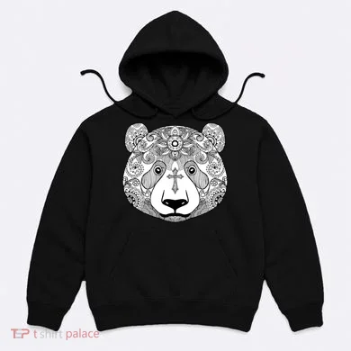 Sugar Flower Grey Style Panda Bear Hoodie