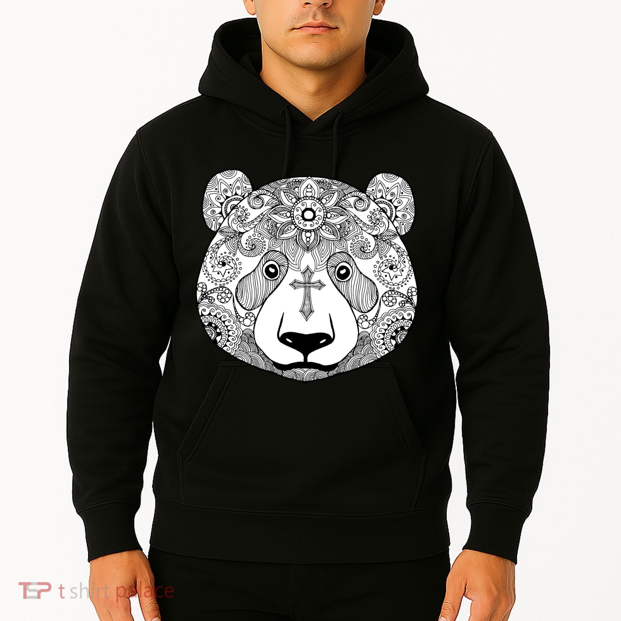 Sugar Flower Grey Style Panda Bear Hoodie