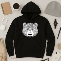 Sugar Flower Grey Style Panda Bear Hoodie thumb 3