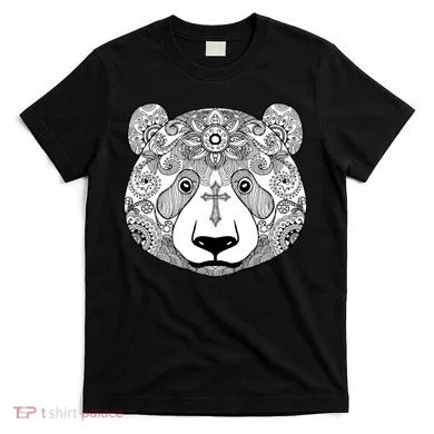 Sugar Flower Grey Style Panda Bear T-Shirt
