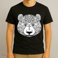 Sugar Flower Grey Style Panda Bear T-Shirt thumb 3