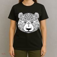 Sugar Flower Grey Style Panda Bear T-Shirt thumb 4