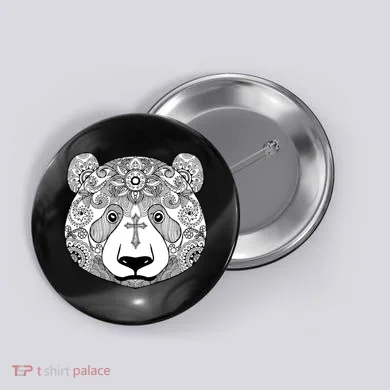 Sugar Flower Grey Style Panda Bear Button