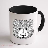 Sugar Flower Grey Style Panda Bear Coffee Mug thumb 1