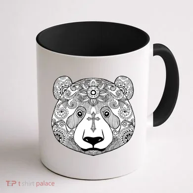 Sugar Flower Grey Style Panda Bear Coffee Mug back