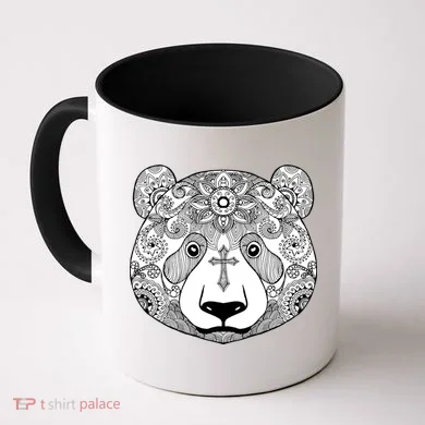 Sugar Flower Grey Style Panda Bear Coffee Mug
