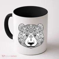 Sugar Flower Grey Style Panda Bear Coffee Mug thumb 0