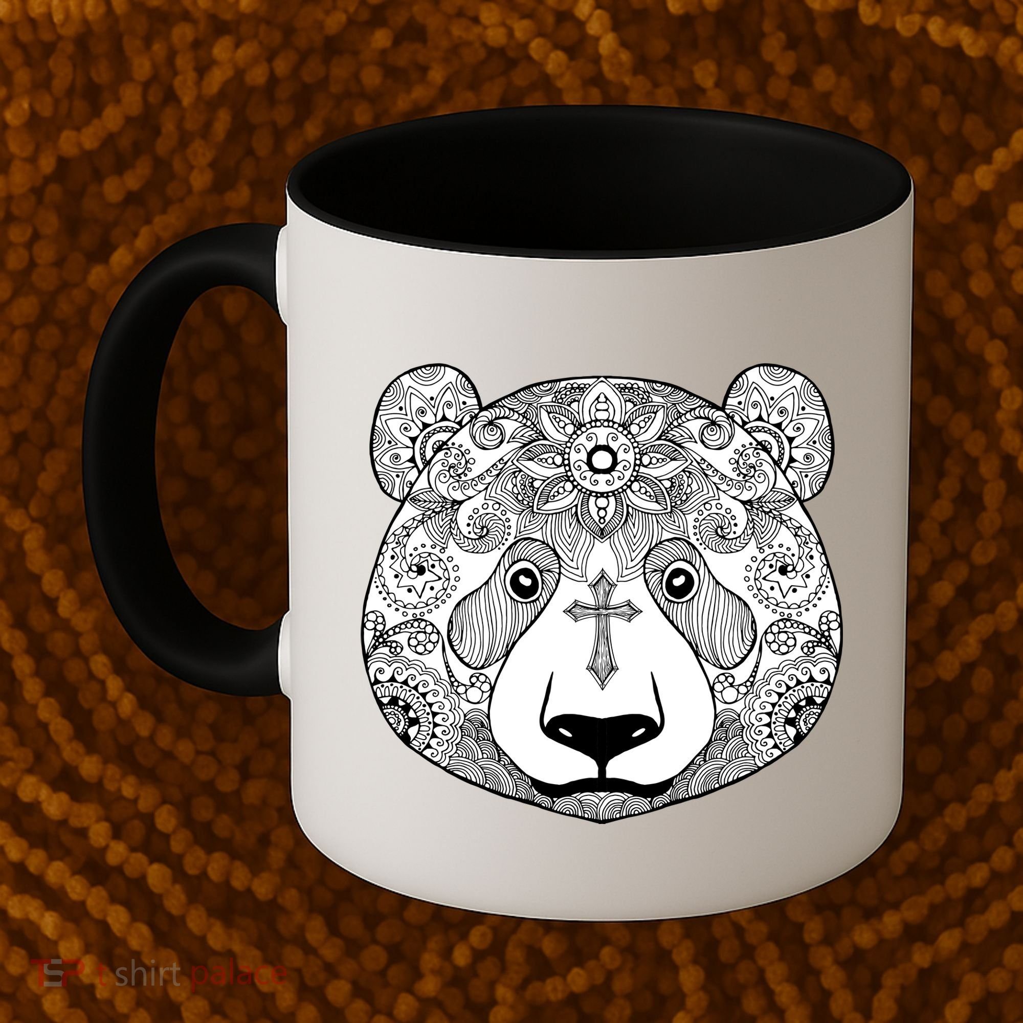 Sugar Flower Grey Style Panda Bear Coffee Mug