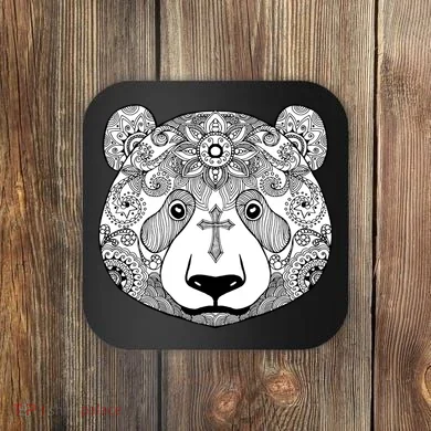 Sugar Flower Grey Style Panda Bear Coaster