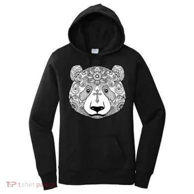 Sugar Flower Grey Style Panda Bear Women's Hoodie