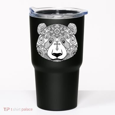 Sugar Flower Grey Style Panda Bear Tumbler