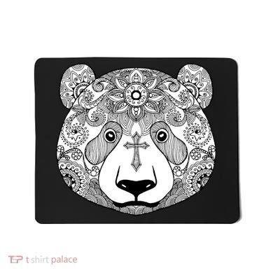 Sugar Flower Grey Style Panda Bear Mousepad