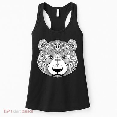 Sugar Flower Grey Style Panda Bear Women's Tank Top