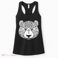 Sugar Flower Grey Style Panda Bear Women's Tank Top thumb 0