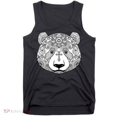 Sugar Flower Grey Style Panda Bear Tank Top