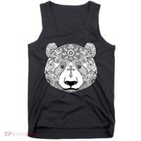 Sugar Flower Grey Style Panda Bear Tank Top thumb 0
