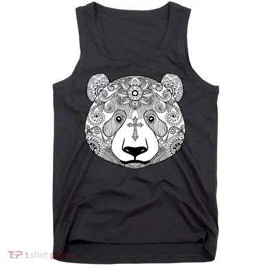 Sugar Flower Grey Style Panda Bear Tank Top