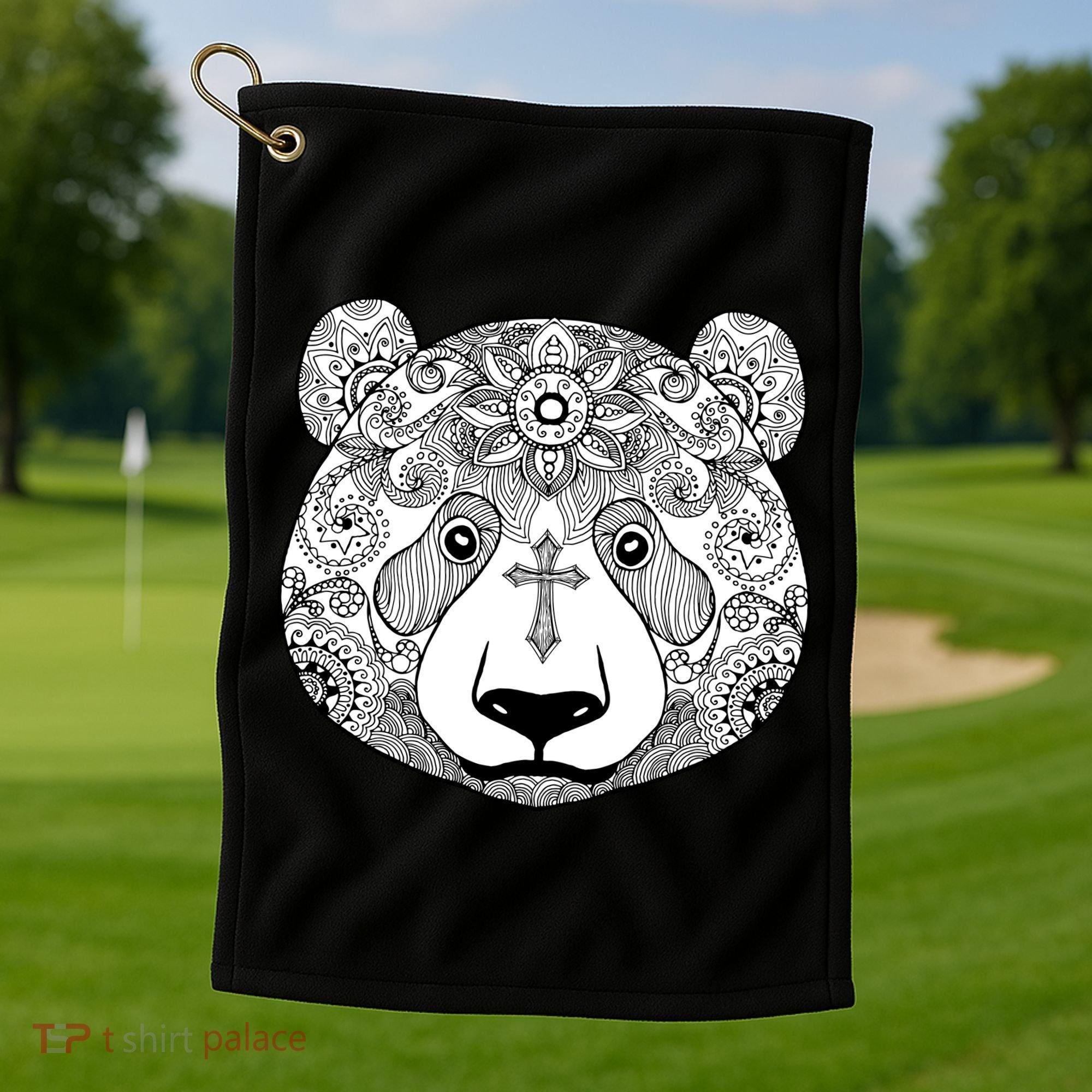 Sugar Flower Grey Style Panda Bear Golf Towel