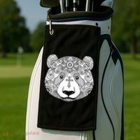 Sugar Flower Grey Style Panda Bear Golf Towel thumb 2