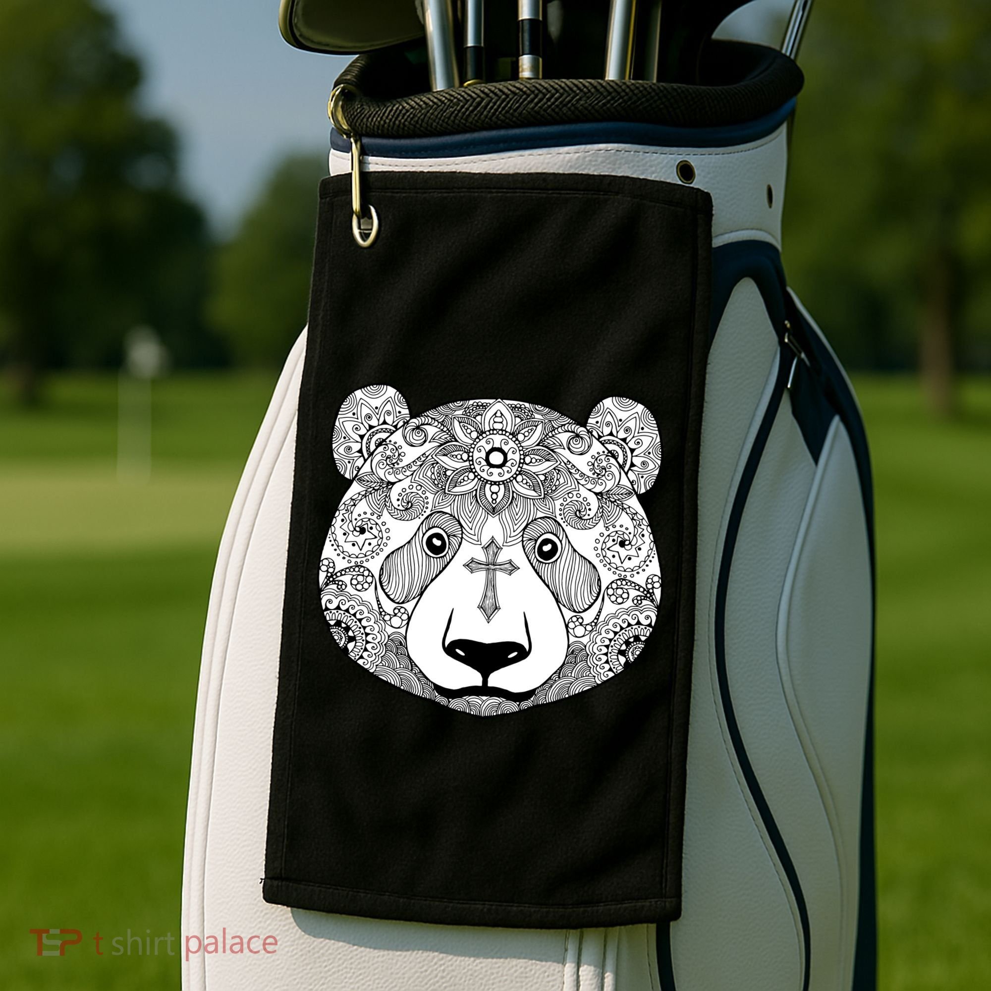 Sugar Flower Grey Style Panda Bear Golf Towel
