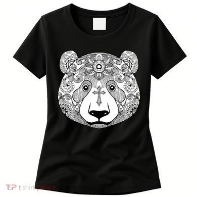 Sugar Flower Grey Style Panda Bear Women's T-Shirt