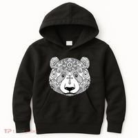 Sugar Flower Grey Style Panda Bear Kids Hoodie thumb 0