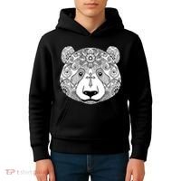 Sugar Flower Grey Style Panda Bear Kids Hoodie thumb 4