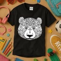 Sugar Flower Grey Style Panda Bear Kids T-Shirt thumb 3