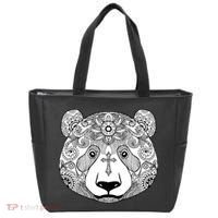 Sugar Flower Grey Style Panda Bear Tote Bag thumb 0