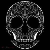 Sugar Skull Black & White Day of the Dead Stripe Pom Pom Beanie thumb 2