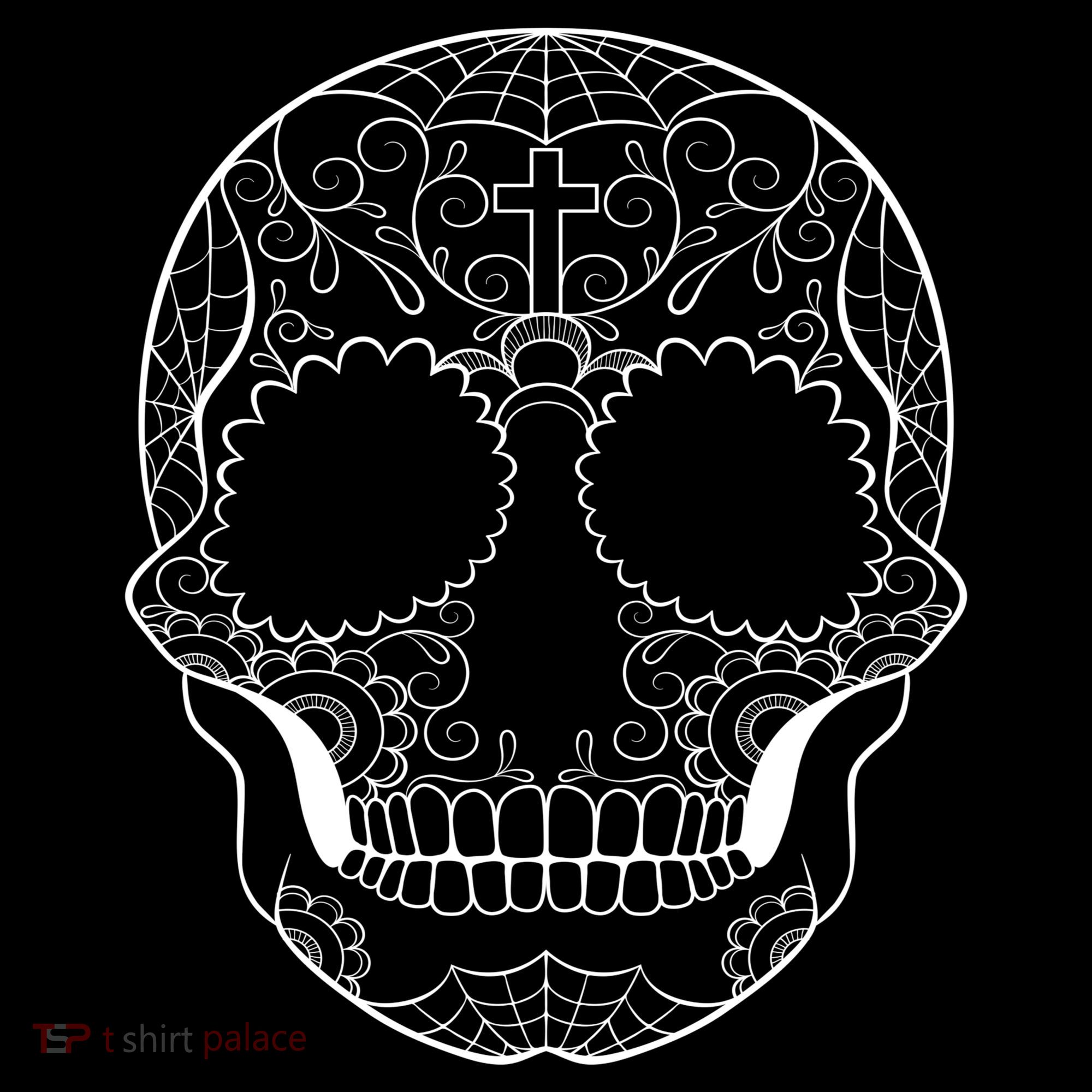 Sugar Skull Black & White Day of the Dead Stripe Pom Pom Beanie