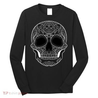 Sugar Skull Black & White Day of the Dead Long Sleeve Shirt