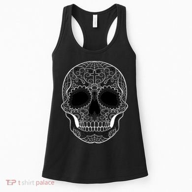 Sugar Skull Black & White Day of the Dead Women's Tank Top