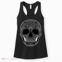 Sugar Skull Black & White Day of the Dead Women's Tank Top thumb 0
