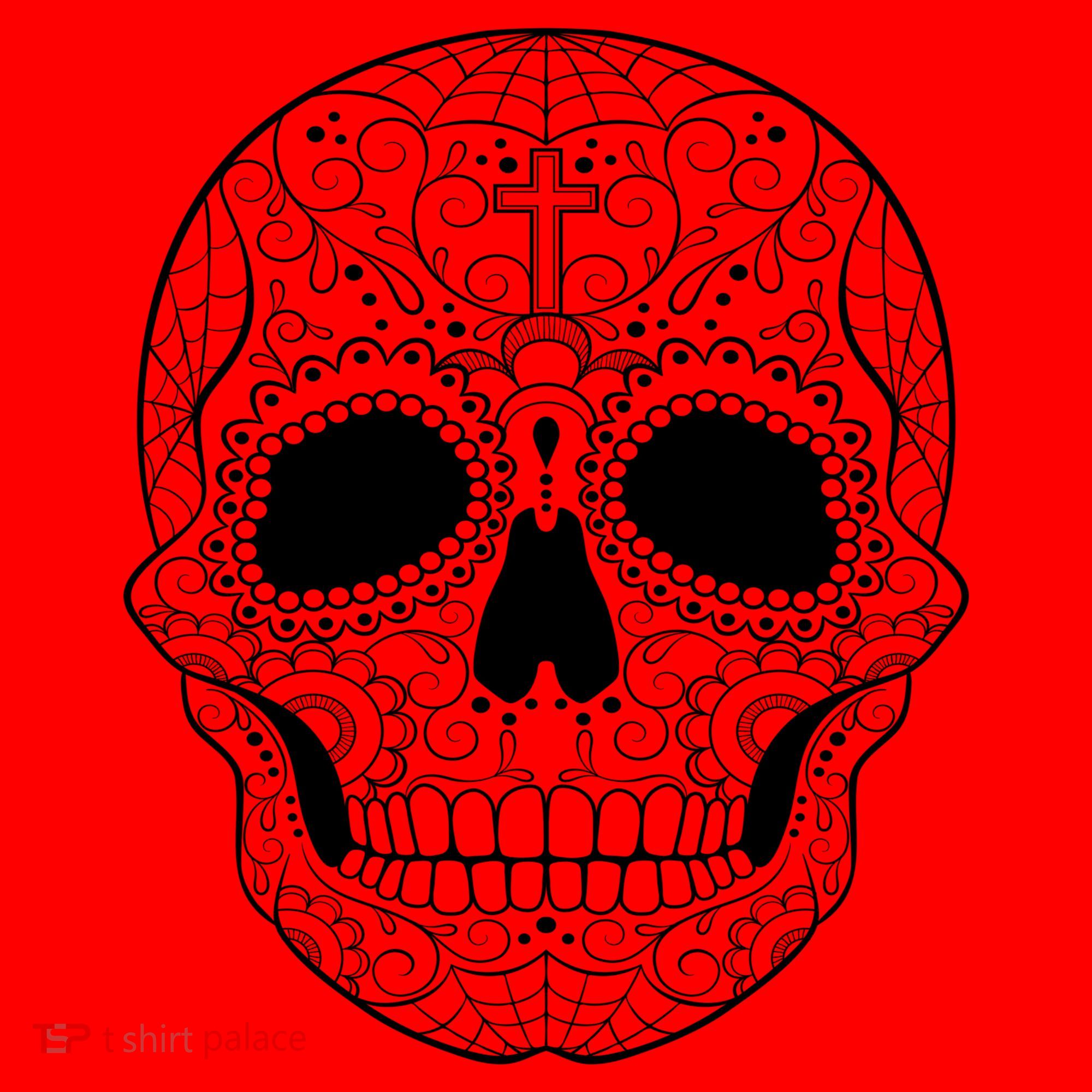 Sugar Skull Black & White Day of the Dead Santa Hat