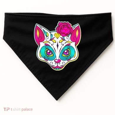 Sugar Skull Cat USA-Made Doggie Bandana