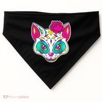 Sugar Skull Cat USA-Made Doggie Bandana thumb 0