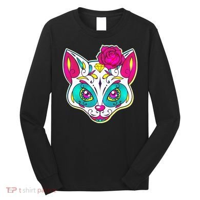 Sugar Skull Cat Long Sleeve Shirt