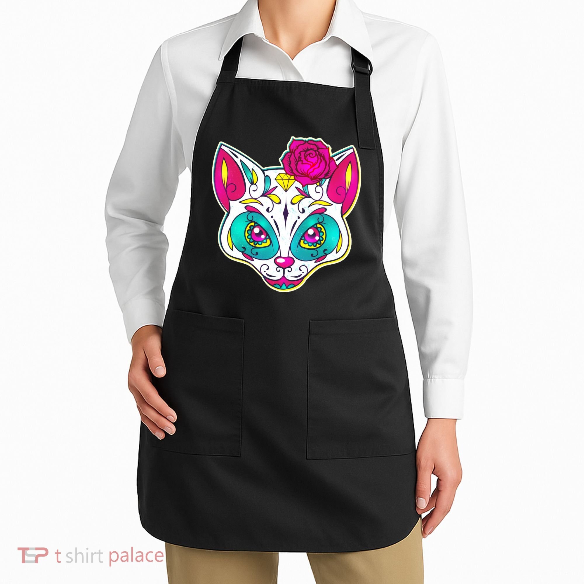 Sugar Skull Cat Apron