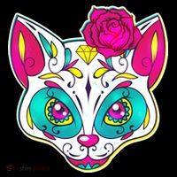 Sugar Skull Cat T-Shirt thumb 7