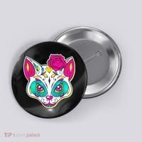 Sugar Skull Cat Button thumb 0