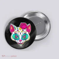 Sugar Skull Cat Button thumb 0