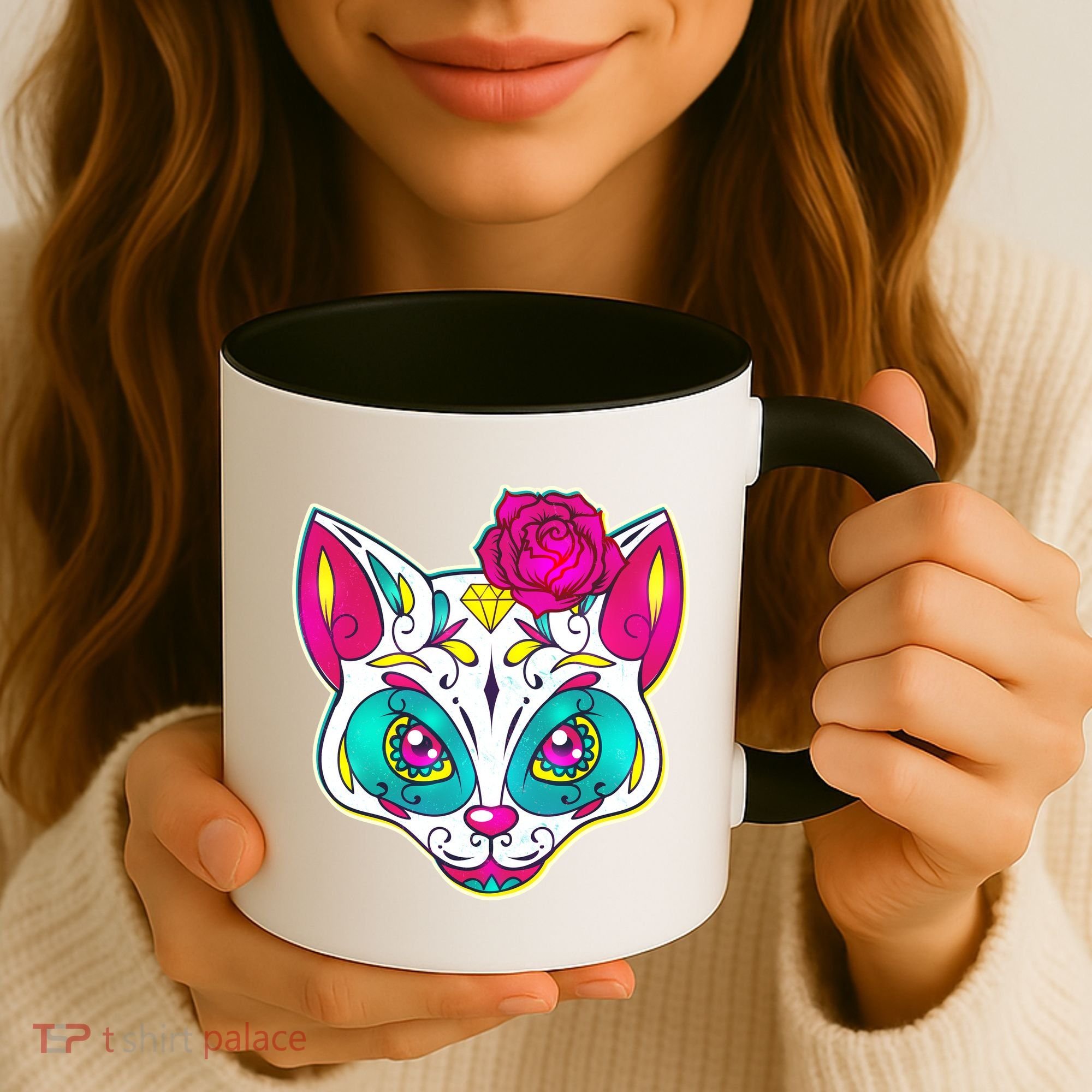 Sugar Skull Cat Coffee Mug