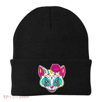 Sugar Skull Cat Beanie