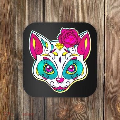 Sugar Skull Cat Coaster
