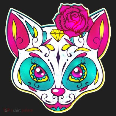 Sugar Skull Cat Crop Fleece Hoodie
